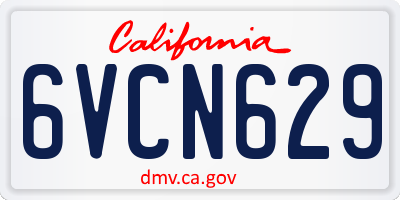 CA license plate 6VCN629