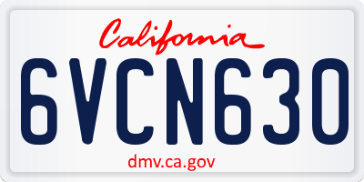 CA license plate 6VCN630
