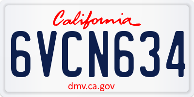 CA license plate 6VCN634