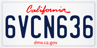 CA license plate 6VCN636