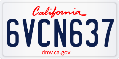 CA license plate 6VCN637