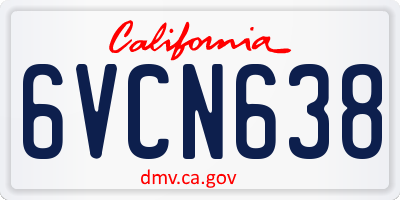 CA license plate 6VCN638