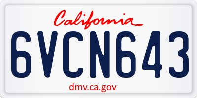 CA license plate 6VCN643