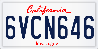 CA license plate 6VCN646