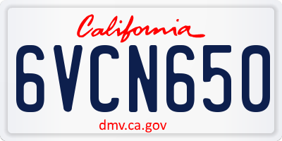 CA license plate 6VCN650