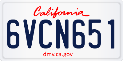 CA license plate 6VCN651