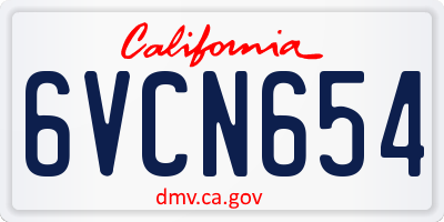 CA license plate 6VCN654