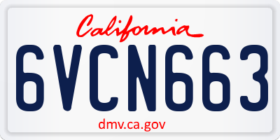 CA license plate 6VCN663