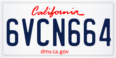 CA license plate 6VCN664