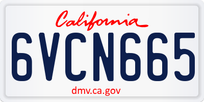 CA license plate 6VCN665