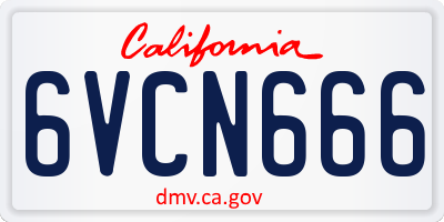 CA license plate 6VCN666