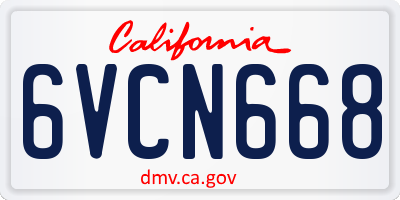 CA license plate 6VCN668