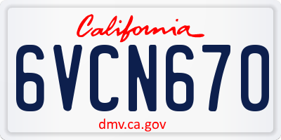 CA license plate 6VCN670