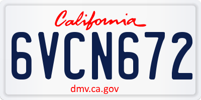 CA license plate 6VCN672