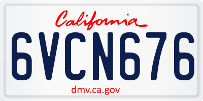 CA license plate 6VCN676