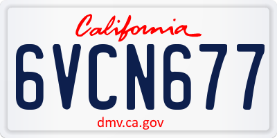 CA license plate 6VCN677