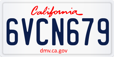CA license plate 6VCN679
