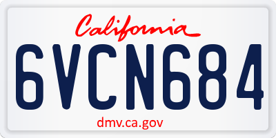 CA license plate 6VCN684