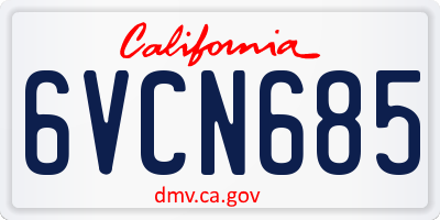 CA license plate 6VCN685