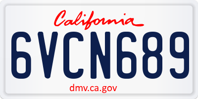 CA license plate 6VCN689