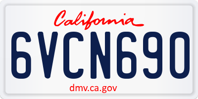 CA license plate 6VCN690