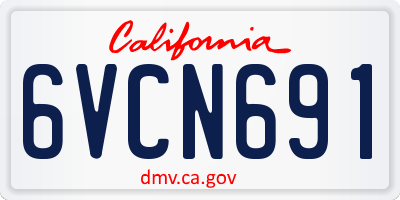 CA license plate 6VCN691