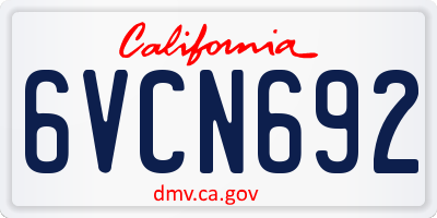 CA license plate 6VCN692