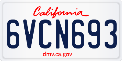 CA license plate 6VCN693