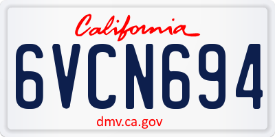 CA license plate 6VCN694