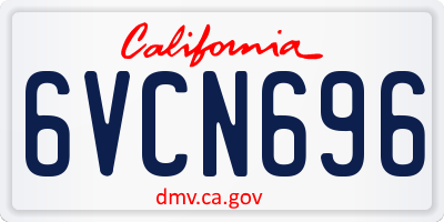 CA license plate 6VCN696