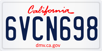 CA license plate 6VCN698
