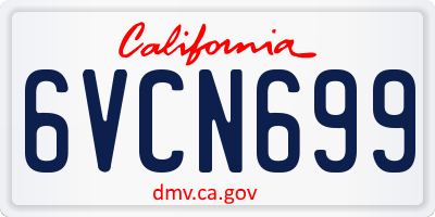 CA license plate 6VCN699