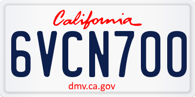 CA license plate 6VCN700