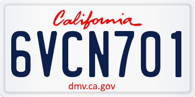 CA license plate 6VCN701