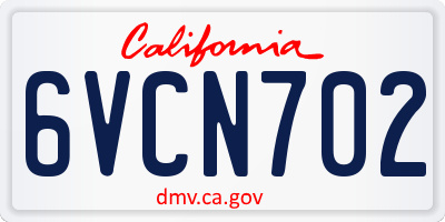 CA license plate 6VCN702