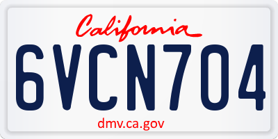 CA license plate 6VCN704