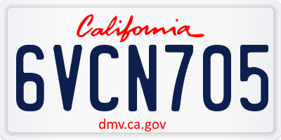 CA license plate 6VCN705