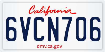 CA license plate 6VCN706