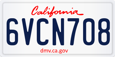 CA license plate 6VCN708
