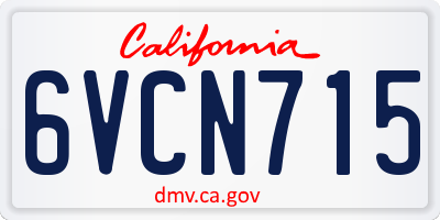 CA license plate 6VCN715