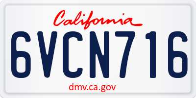 CA license plate 6VCN716