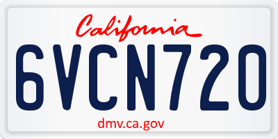 CA license plate 6VCN720