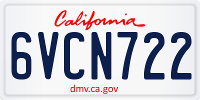 CA license plate 6VCN722