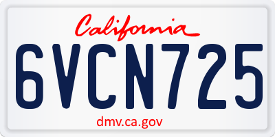 CA license plate 6VCN725