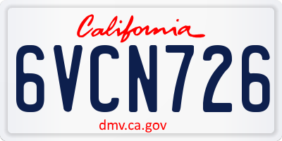 CA license plate 6VCN726