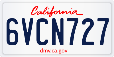 CA license plate 6VCN727
