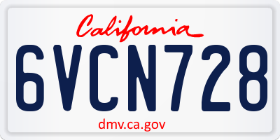CA license plate 6VCN728