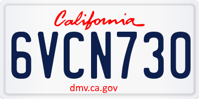 CA license plate 6VCN730
