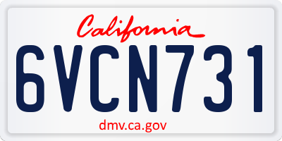 CA license plate 6VCN731