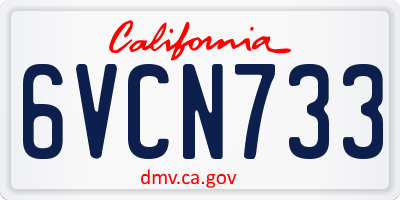 CA license plate 6VCN733